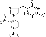 structure of CAS# 103343-26-6, N-[(1,1-Dimethylethoxy)carbonyl]-1-(2,4-dinitrophenyl)-D-histidine