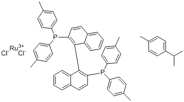structure of CAS# 1034001-51-8, Chloro[(R)-(-)-2,2'-bis(di-p-tolylphosphino)-1,1'-binaphthyl](p-cymene)ruthenium(II) chloride;[Rucl(P-cymene)((R)-tolbinap)]CL