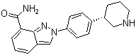 structure of CAS# 1038915-60-4, Niraparib;2-[4-((3S)-3-Piperidinyl)phenyl]-2H-indazole-7-carboxamide