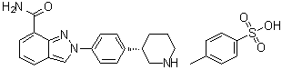 结构式 CAS# 1038915-73-9, (3S)-3-[4-[7-(氨基羰基)-2H-吲唑-2-基]苯基]哌啶对甲苯磺酸盐