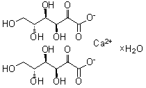 结构式 CAS# 1040352-40-6, D-阿拉伯-2-己酮糖酸钙盐水合物