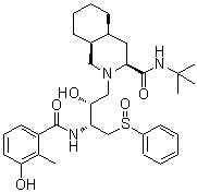 structure of CAS# 1041389-28-9, (3S,4aS,8aS)-N-(1,1-Dimethylethyl)decahydro-2-[(2R,3R)-2-hydroxy-3-[(3-hydroxy-2-methylbenzoyl)amino]-4-(phenylsulfinyl)butyl]-3-isoquinolinecarboxamide