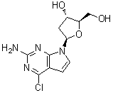 结构式 CAS# 104291-17-0, 4-氯-7-(2-脱氧-beta-D-赤式-呋喃戊糖基)-7H-吡咯并[2,3-d]嘧啶-2-胺