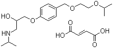 structure of CAS# 104344-23-2, Bisoprolol fumarate;1-[4-[[2-(1-Methylethoxy)ethoxy]methyl]phenoxy]-3-[(1-methylethyl)amino]-2-propanol fumarate salt