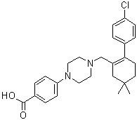 结构式 CAS# 1044598-91-5, 4-[4-[[2-(4-氯苯基)-5,5-二甲基环己-1-烯基]甲基]哌嗪-1-基]苯甲酸