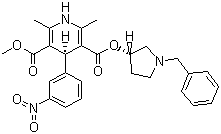 structure of CAS# 104713-75-9, Barnidipine;(+)-(3'S,4S)-1-Benzyl-3-pyrrolidinyl methyl 1,4-dihydro-2,6-dimethyl-4-(3-nitrophenyl)-3,5-pyridinedicarboxylate