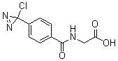 structure of CAS# 104745-67-7, N-[4-(3-Chloro-3H-diazirin-3-yl)benzoyl]glycine