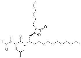 N-Formyl-D-leucine (1S)-1-[[(2S,3S)-3-hexyl-4-oxo-2-oxetanyl]methyl]dodecyl ester molecular structure (CAS 104872-28-8)