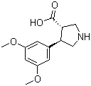 结构式 CAS# 1049980-13-3, (3S,4R)-4-(3,5-二甲氧基苯基)吡咯烷-3-羧酸