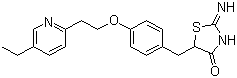 structure of CAS# 105355-26-8, 5-{4-[2-(5-Ethyl-2-pyridyl)ethoxy]benzyl}-2-imino-4-thiazolidinone;2-Amino-5-[[4-[2-(5-ethyl-2-pyridinyl)ethoxy]phenyl]methyl]-4(5H)-thiazolone; Pioglitazone 2-imine