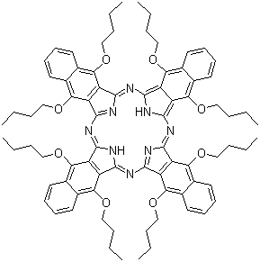 structure of CAS# 105528-25-4, 5,9,14,18,23,27,32,36-Octabutoxy-2,3-naphthalocyanine