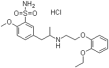 structure of CAS# 106463-17-6, Tamsulosin hydrochloride ;5-[(2R)-2-[[2-(2-Ethoxyphenoxy)ethyl]amino]propyl]-2-methoxybenzenesulfonamide hydrochloride