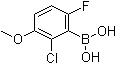 structure of CAS# 1072945-77-7, B-(2-Chloro-6-fluoro-3-methoxyphenyl)boronic acid