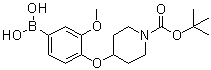 structure of CAS# 1072946-30-5, 4-(4-Borono-2-methoxyphenoxy)-1-piperidinecarboxylic acid 1-(1,1-dimethylethyl) ester