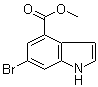 structure of CAS# 107650-22-6, Methyl 6-bromo-1H-indole-4-carboxylate;Methyl 6-bromoindole-4-carboxylate