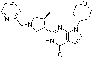 structure of CAS# 1082744-20-4, PF 4447943;1,5-Dihydro-6-[(3S,4S)-4-methyl-1-(2-pyrimidinylmethyl)-3-pyrrolidinyl]-1-(tetrahydro-2H-pyran-4-yl)-4H-pyrazolo[3,4-d]pyrimidin-4-one