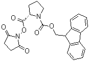 structure of CAS# 109074-94-4, (S)-2-[[(2,5-Dioxo-1-pyrrolidinyl)oxy]carbonyl]-1-pyrrolidinecarboxylic acid 9H-fluoren-9-ylmethyl ester