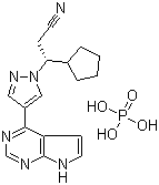structure of CAS# 1092939-17-7, Ruxolitinib Phosphate;INCB 018424; (betaR)-beta-Cyclopentyl-4-(7H-pyrrolo[2,3-d]pyrimidin-4-yl)-1H-pyrazole-1-propanenitrile phosphate