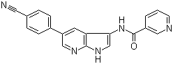 结构式 CAS# 1093222-27-5, N-[5-(4-氰基苯基)-1H-吡咯并[2,3-b]吡啶-3-基]-3-吡啶甲酰胺
