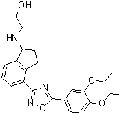structure of CAS# 1094042-01-9, CYM 5442;2-[[4-[5-(3,4-Diethoxyphenyl)-1,2,4-oxadiazol-3-yl]-2,3-dihydro-1H-inden-1-yl]amino]ethanol