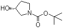 结构式 CAS# 109431-87-0, N-叔丁氧羰基-(R)-3-吡咯烷醇