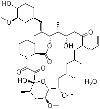 structure of CAS# 109581-93-3, Tacrolimus monohydrate;(1R,9S,12S,13R,14S,17R,18E,21S,23S,24R,25S,27R)-1,14-dihydroxy-12-[(E)-1-[(1R,3R,4R)-4-hydroxy-3-methoxycyclohexyl]prop-1-en-2-yl]-23,25-dimethoxy-13,19,21,27-tetramethyl-17-prop-2-enyl-11,28-dioxa-4-azatricyclo[22.3.1.04,9]octacos-18-ene-2,3,10,16-tetrone;hydrate