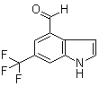 structure of CAS# 1100215-61-9, 6-(Trifluoromethyl)-1H-indole-4-carboxaldehyde
