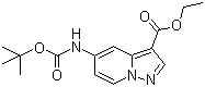 structure of CAS# 1101120-33-5, 5-[[(tert-Butoxyl)carbonyl]amino]pyrazolo[1,5-a]pyridine-3-carboxylic acid ethyl ester