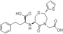 structure of CAS# 110221-53-9, Temocaprilat;(+)-[(2S,6R)-6-[[(S)-1-(Ethoxycarbonyl)-3-phenylpropyl]amino]-5-oxo-2-(2-thienyl)perhydro-1,4-thiazepin-4-yl]acetic acid