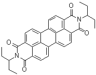 structure of CAS# 110590-81-3, 2,9-Bis(1-ethylpropyl)anthra[2,1,9-def:6,5,10-d'e'f']diisoquinoline-1,3,8,10(2H,9H)-tetrone;N,N-Bis(ethylpropyl)perylene-3,4,9,10-tetracarboxylic diimide; N,N'-Bis(1-ethylpropyl)perylene-3,4,9,10-tetracarboxylic acid bisimide; N,N'-Bis(3-pentyl)perylene-3,4 9,10-bis(dicarboximide)