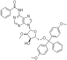 N-Benzoyl-5'-O-[bis(4-methoxyphenyl)phenylmethyl]-2'-O-methyladenosine molecular structure (CAS 110764-72-2)