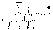 structure of CAS# 110871-86-8, Sparfloxacin;5-Amino-1-cyclopropyl-7-(3,5-dimethyl-1-piperazinyl)-6,8-difluoro-1,4-dihydro-4-oxo-3-quinolinecarboxylic acid