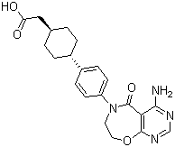 structure of CAS# 1109276-89-2, PF-04620110;trans-4-[4-(4-Amino-7,8-dihydro-5-oxopyrimido[5,4-f][1,4]oxazepin-6(5H)-yl)phenyl]cyclohexaneacetic acid