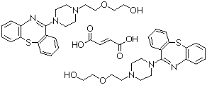 结构式 CAS# 111974-72-2, 富马酸喹硫平; 11-[4-[2-(2-羟基乙氧基)乙基]-1-哌嗪基]二苯并[b,f][1,4]硫氮杂卓半富马酸盐