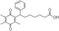 structure of CAS# 112665-43-7, Seratrodast;7-(3,5,6-Trimethy1-1,4-benzoquinon-2-y1)-7-phenylheptanoic acid; 7-Phenyl-7-(2,4,5-trimethyl-3,6-dioxo-1-cyclohexa-1,4-dienyl)heptanoic acid; 5-(2,4,5-Trimethyl-3,6,-dioxo-1,4-cyclohexadien-1-yl)benzeneheptanoic acid