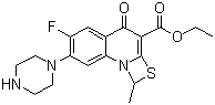 structure of CAS# 113028-17-4, Ethyl 6-fluoro-1-methyl-4-oxo-7-(1-piprazinyl)-4H-[1,3]thiazeto[3,2-a]quinoline-3-carboxylate