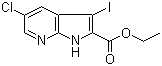 结构式 CAS# 1132610-98-0, 5-氯-3-碘-1H-吡咯并[2,3-b]吡啶-2-羧酸乙酯