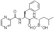 structure of CAS# 1132709-14-8, B-[(1S)-3-Methyl-1-[[(2S)-1-oxo-3-phenyl-2-[(2-pyrazinylcarbonyl)amino]propyl]amino]butyl]boronic acid