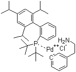 structure of CAS# 1142811-12-8, Chloro[2-(di-tert-butylphosphino)-2',4',6'-triisopropyl-1,1'-biphenyl][2-(2-aminoethyl)phenyl)]palladium(II);tBuXPhos Pd G1