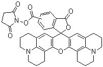 structure of CAS# 114616-32-9, 5(6)-Carboxy-rhodamine N-succinimidyl ester