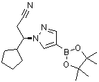 结构式 CAS# 1146629-84-6, (betaR)-beta-环戊基-4-(4,4,5,5-四甲基-1,3,2-二氧杂硼杂环戊烷-2-基)-1H-吡唑-1-丙腈