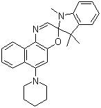structure of CAS# 114747-45-4, 1,3,3-Trimethylindolino-6'-(1-piperidinyl)spironaphthoxazine;1,3-Dihydro-1,3,3-trimethyl-6'-(1-piperidinyl)spiro[2H-indole-2,3'-[3H]naphth[2,1-b][1,4]oxazine]; Technocolor Purple 3