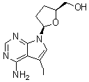 structure of CAS# 114748-70-8, (2S,5R)-5-(4-Amino-5-iodo-7H-pyrrolo[2,3-d]pyrimidin-7-yl)tetrahydro-2-furanmethanol;7-Iodo-2',3'-dideoxy-7-deazaadenosine