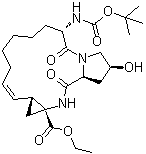 (2S,6S,12Z,13aS,14aR,16aS)-6-[[(1,1-Dimethylethoxy)carbonyl]amino]-1,2,3,6,7,8,9,10,11,13a,14,15,16,16a-tetradecahydro-2-hydroxy-5,16-dioxo-cyclopropa[e]pyrrolo[1,2-a][1,4]diazacyclopentadecine-14a(5H)-carboxylic acid ethyl ester molecular structure (CAS 1147653-39-1)