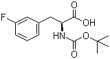 结构式 CAS# 114873-01-7, Boc-L-3-氟苯丙氨酸; N-叔丁氧羰基-L-3-氟苯丙氨酸