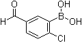 结构式 CAS# 1150114-78-5, 2-氯-5-甲酰基苯硼酸