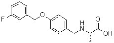 结构式 CAS# 1160513-60-9, (S)-2-[[4-[(3-氟苄基)氧基]苄基]氨基]丙酸