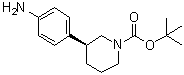 structure of CAS# 1171197-20-8, (3S)-3-(4-Aminophenyl)-1-piperidinecarboxylic acid 1,1-dimethylethyl ester