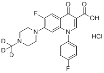 structure of CAS# 1173021-89-0, Difloxacin D3 hydrochloride (methyl D3);6-fluoro-1-(4-fluorophenyl)-4-oxo-7-[4-(trideuteriomethyl)piperazin-1-yl]quinoline-3-carboxylic acid;hydrochloride