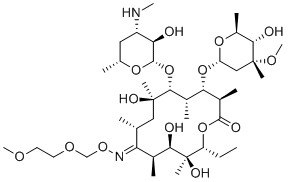 structure of CAS# 118267-18-8, Roxithromycin Impurity F;N-Demethyl Roxithromycin;(3R,4S,5S,6R,7R,9R,10E,11S,12R,13S,14R)-14-ethyl-7,12,13-trihydroxy-4-[(2R,4R,5S,6S)-5-hydroxy-4-methoxy-4,6-dimethyloxan-2-yl]oxy-6-[(2S,3R,4S,6R)-3-hydroxy-6-methyl-4-(methylamino)oxan-2-yl]oxy-10-(2-methoxyethoxymethoxyimino)-3,5,7,9,11,13-hexamethyl-oxacyclotetradecan-2-one